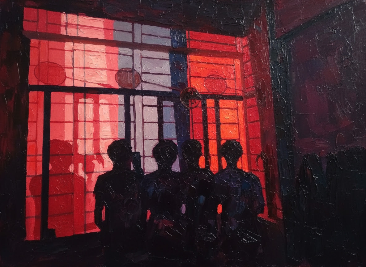 Silhouettes in Red Window